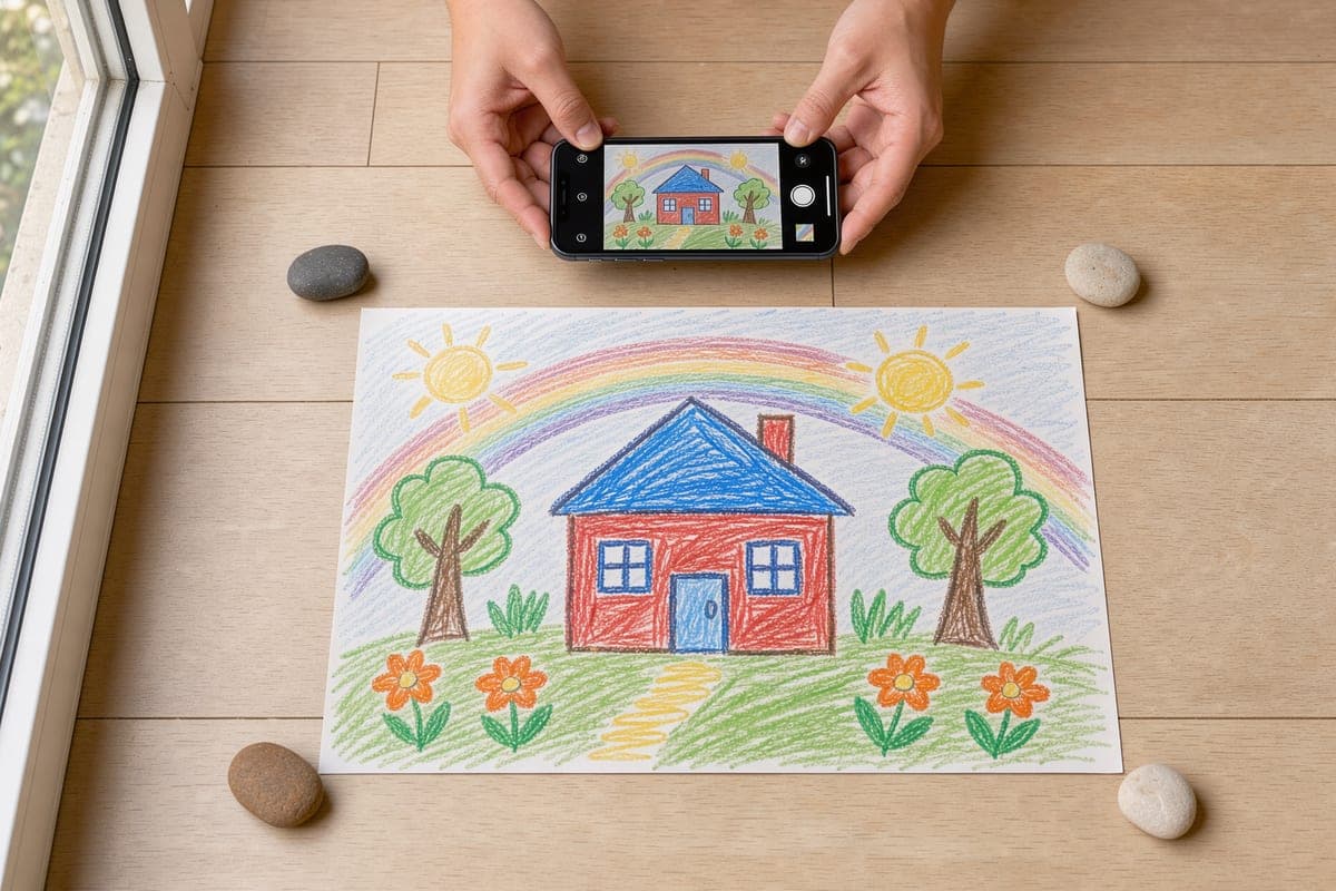 How to photograph a child's drawing for printing